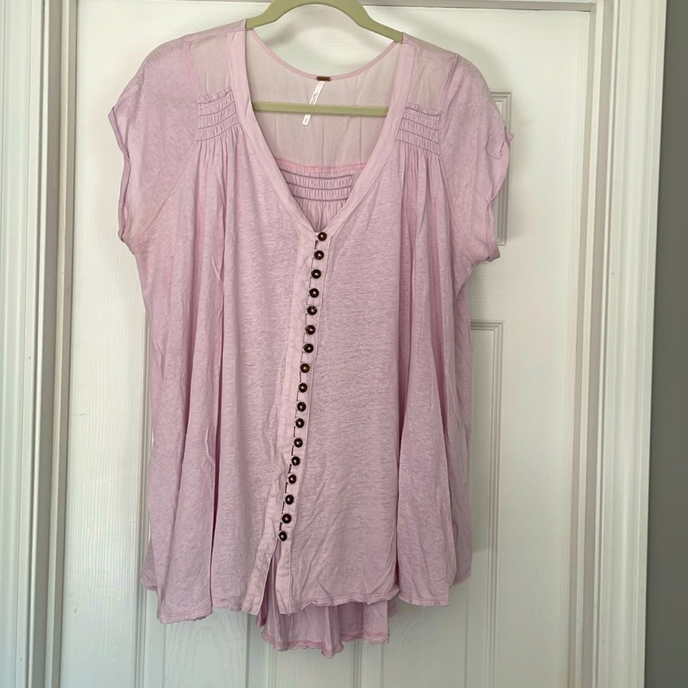 Free People Highland oversized button down high low top